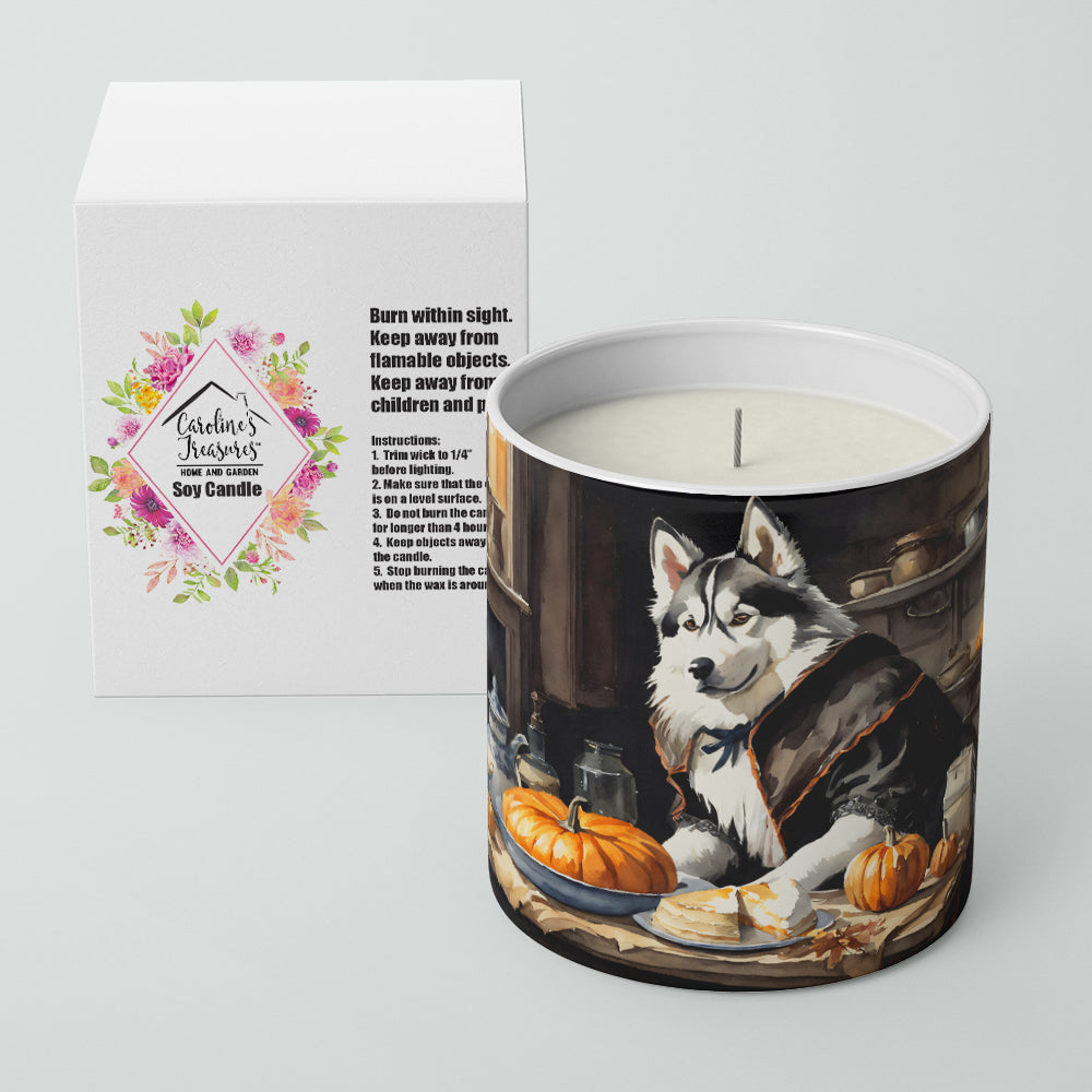 Siberian Husky Fall Kitchen Pumpkins Decorative Soy Candle Nature Soy Wax Essential Oil Home Decor Ideal for Bedroom Kitchen Bath Office Gift, 10 oz