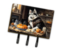 Siberian Husky Fall Kitchen Pumpkins Leash or Key Holder Wall Hooks, Coat Rack Wall Mount, for Hanging Keys, Towels, Aprons, Leashes
