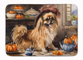 Tibetan Spaniel Fall Kitchen Pumpkins Memory Foam Kitchen Mat Machine Washable Anti-Fatigue Cushion Comfort Bath or Kitchen Rug