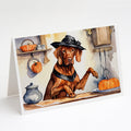 Vizsla Fall Kitchen Pumpkins Greeting Cards Pack of 8 Blank Cards with Envelopes Whimsical A7 Size 5x7