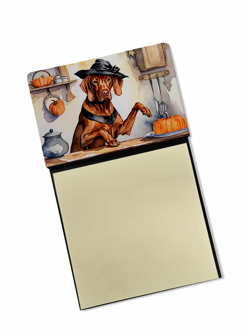 Vizsla Fall Kitchen Pumpkins Watercolor Sticky Note Holder Refillable Dispenser Desk Accessory 3x3 Pad Gift