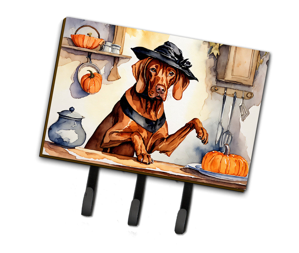 Vizsla Fall Kitchen Pumpkins Leash or Key Holder Wall Hooks, Coat Rack Wall Mount, for Hanging Keys, Towels, Aprons, Leashes