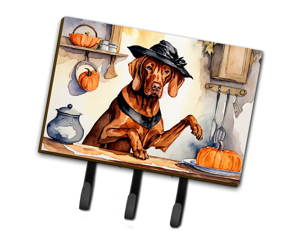 Vizsla Fall Kitchen Pumpkins Leash or Key Holder Wall Hooks, Coat Rack Wall Mount, for Hanging Keys, Towels, Aprons, Leashes