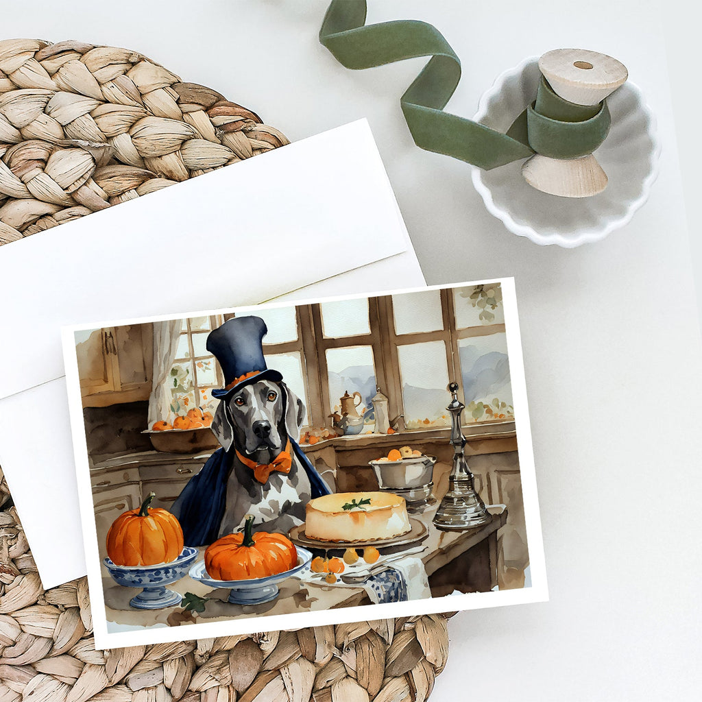 Weimaraner Fall Kitchen Pumpkins Greeting Cards Pack of 8 Blank Cards with Envelopes Whimsical A7 Size 5x7