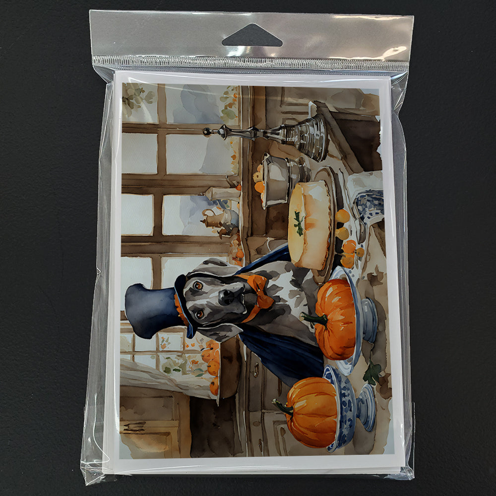 Weimaraner Fall Kitchen Pumpkins Greeting Cards Pack of 8 Blank Cards with Envelopes Whimsical A7 Size 5x7