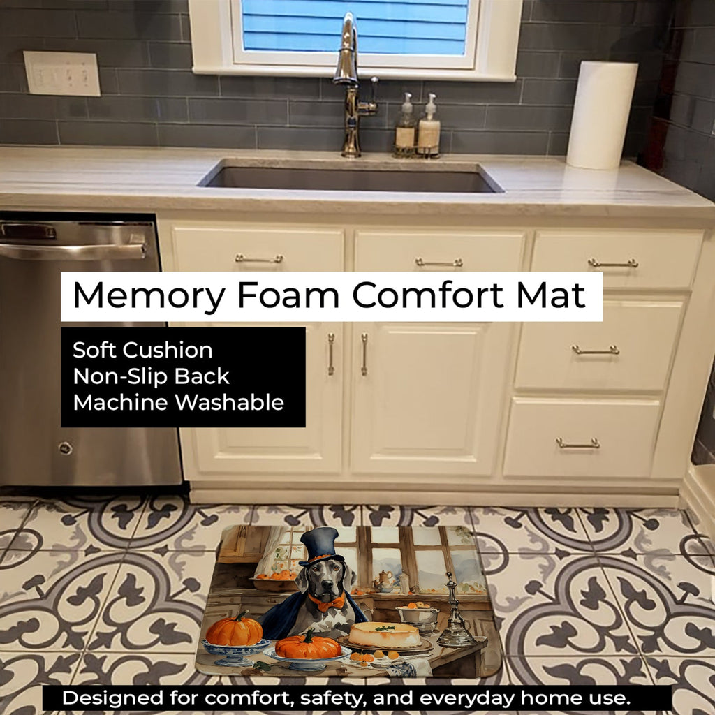 Weimaraner Fall Kitchen Pumpkins Memory Foam Kitchen Mat Machine Washable Anti-Fatigue Cushion Comfort Bath or Kitchen Rug