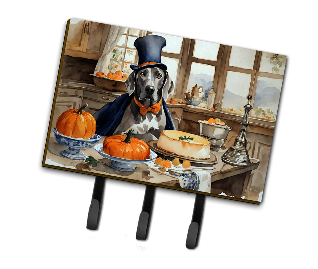 Weimaraner Fall Kitchen Pumpkins Leash or Key Holder Wall Hooks, Coat Rack Wall Mount, for Hanging Keys, Towels, Aprons, Leashes