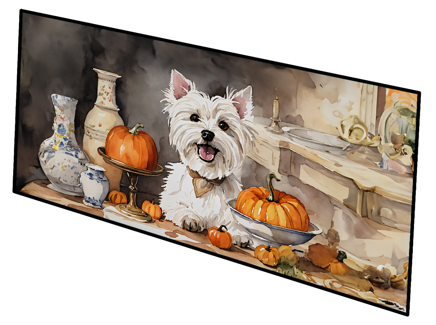 Westie Fall Kitchen Pumpkins Runner Mat 28x58 Front Door Mat Indoor Outdoor Rugs for Entryway Hallway Foyer Non Slip Washable Wide Doormat