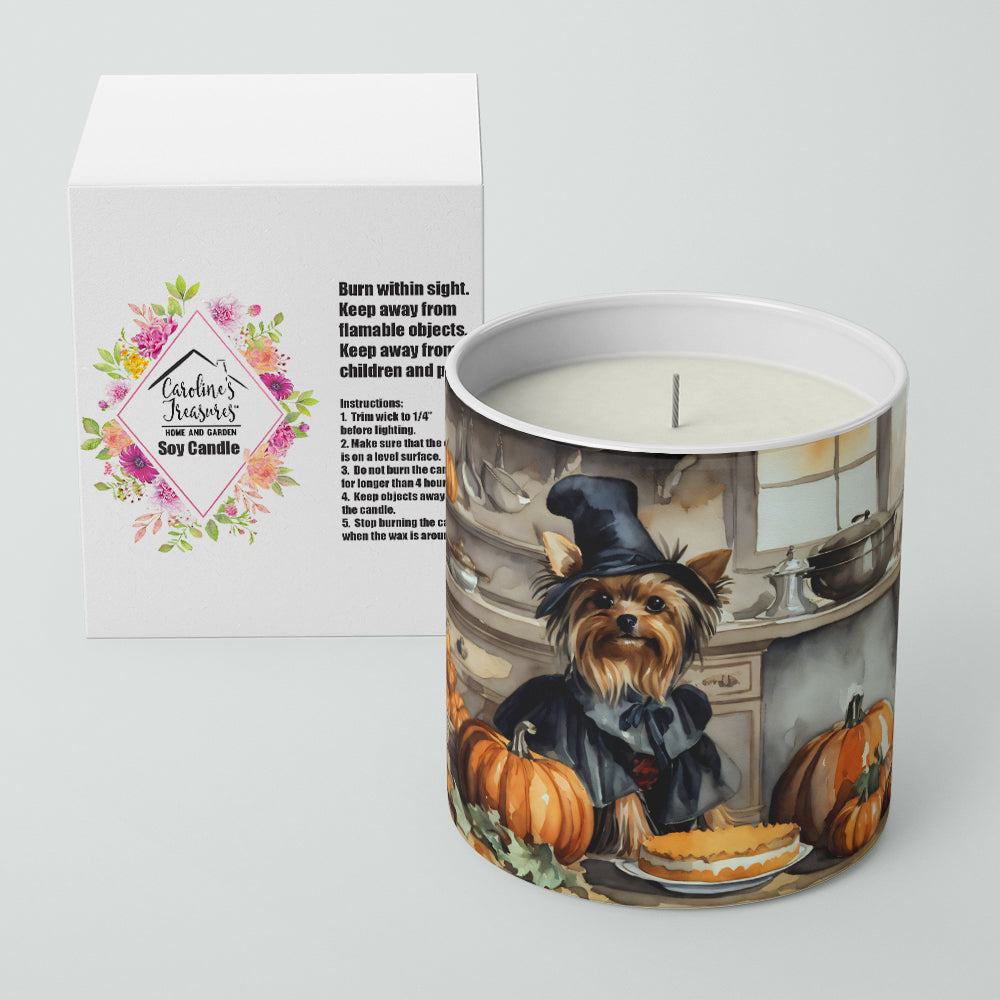 Yorkie Fall Kitchen Pumpkins Decorative Soy Candle Nature Soy Wax Essential Oil Home Decor Ideal for Bedroom Kitchen Bath Office Gift, 10 oz