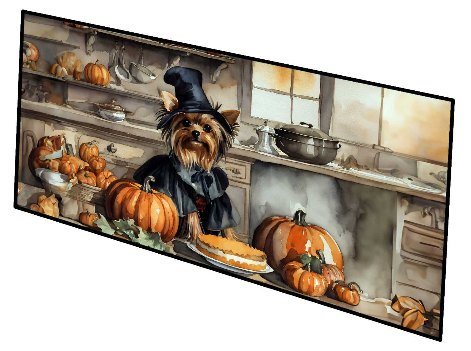 Yorkie Fall Kitchen Pumpkins Runner Mat 28x58 Front Door Mat Indoor Outdoor Rugs for Entryway Hallway Foyer Non Slip Washable Wide Doormat
