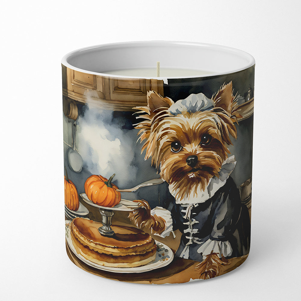 Yorkie Fall Kitchen Pumpkins Decorative Soy Candle Nature Soy Wax Essential Oil Home Decor Ideal for Bedroom Kitchen Bath Office Gift, 10 oz
