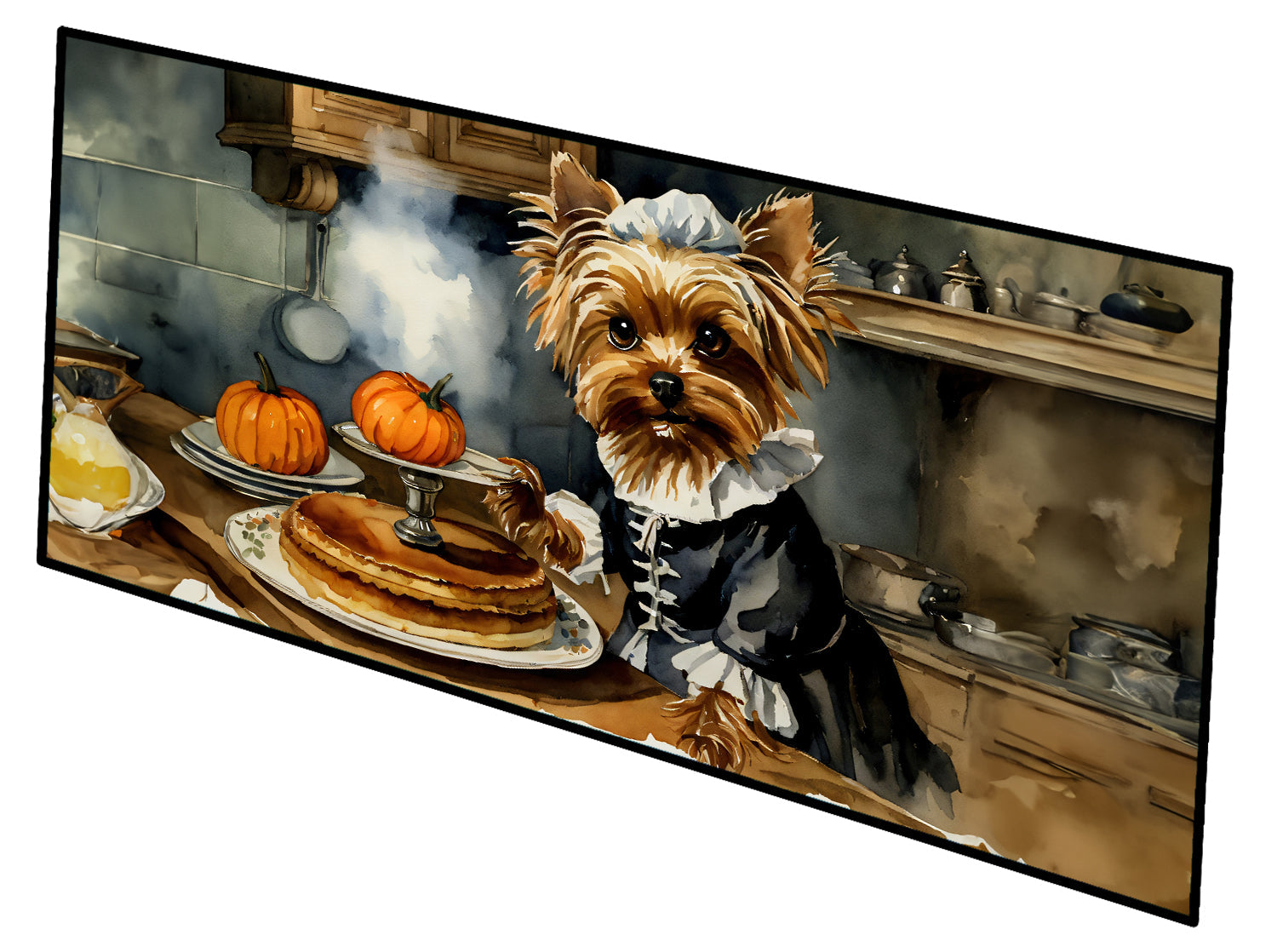Yorkie Fall Kitchen Pumpkins Runner Mat 28x58 Front Door Mat Indoor Outdoor Rugs for Entryway Hallway Foyer Non Slip Washable Wide Doormat