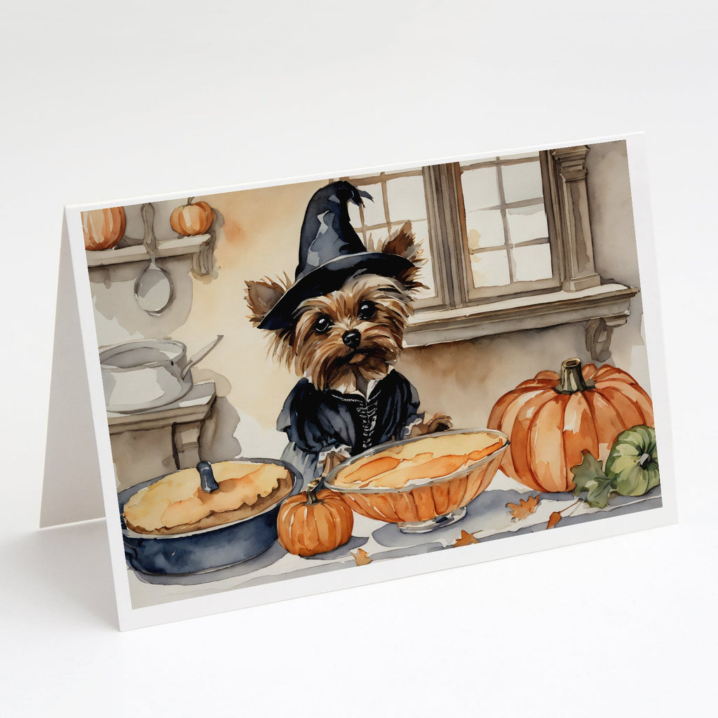 Yorkie Fall Kitchen Pumpkins Greeting Cards Pack of 8 Blank Cards with Envelopes Whimsical A7 Size 5x7