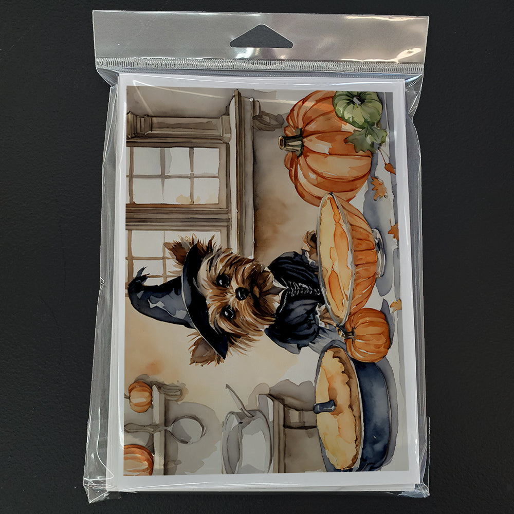 Yorkie Fall Kitchen Pumpkins Greeting Cards Pack of 8 Blank Cards with Envelopes Whimsical A7 Size 5x7