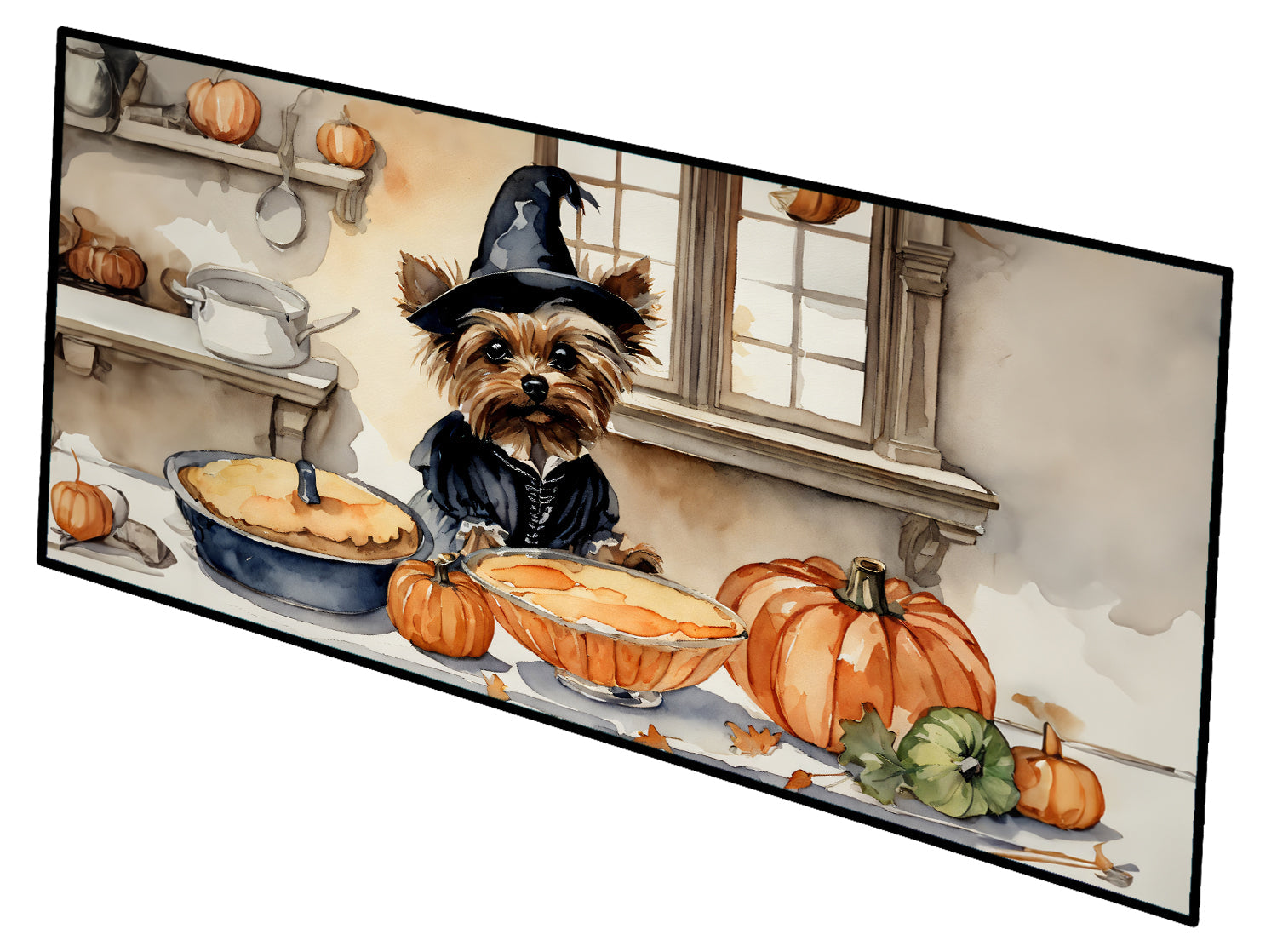Yorkie Fall Kitchen Pumpkins Runner Mat 28x58 Front Door Mat Indoor Outdoor Rugs for Entryway Hallway Foyer Non Slip Washable Wide Doormat