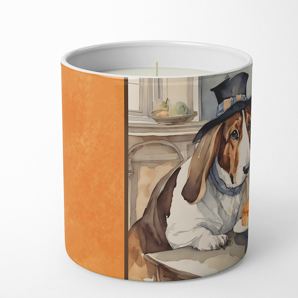 Basset Hound Fall Kitchen Pumpkins Decorative Soy Candle Nature Soy Wax Essential Oil Home Decor Ideal for Bedroom Kitchen Bath Office Gift, 10 oz