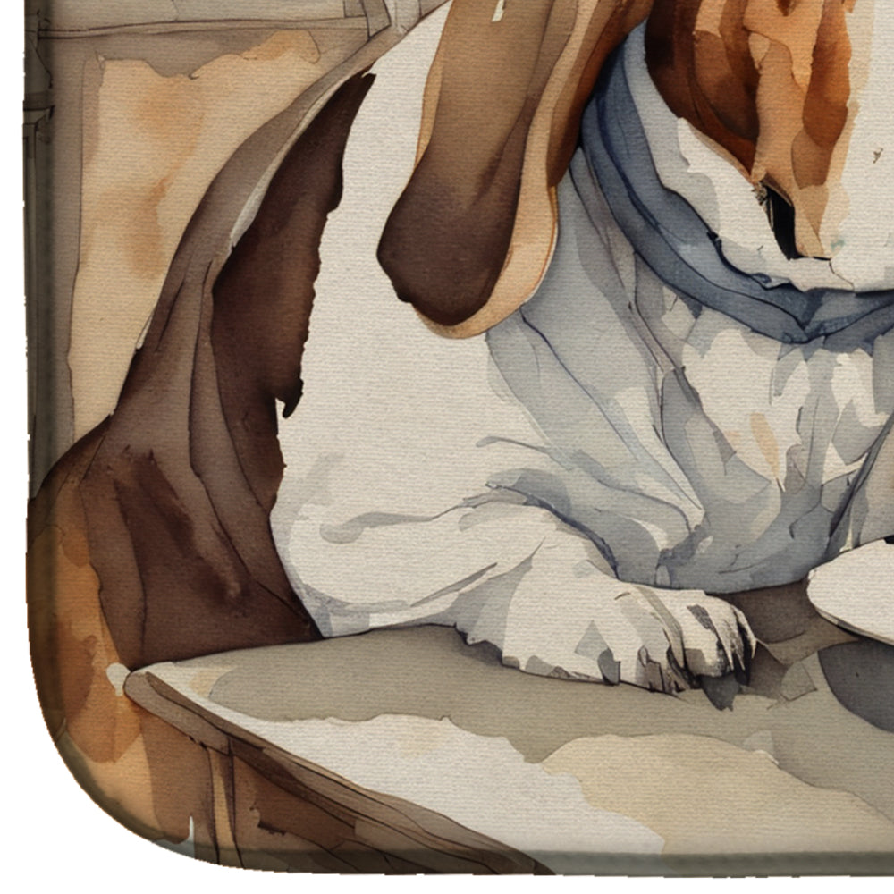 Basset Hound Fall Kitchen Pumpkins Dish Drying Mat Absorbent Dish Drying Mat Pad for Kitchen Counter Dish Drainer Mat for Countertop, 14 x 21", Multicolor