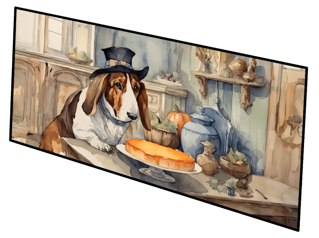 Basset Hound Fall Kitchen Pumpkins Runner Mat 28x58 Front Door Mat Indoor Outdoor Rugs for Entryway Hallway Foyer Non Slip Washable Wide Doormat