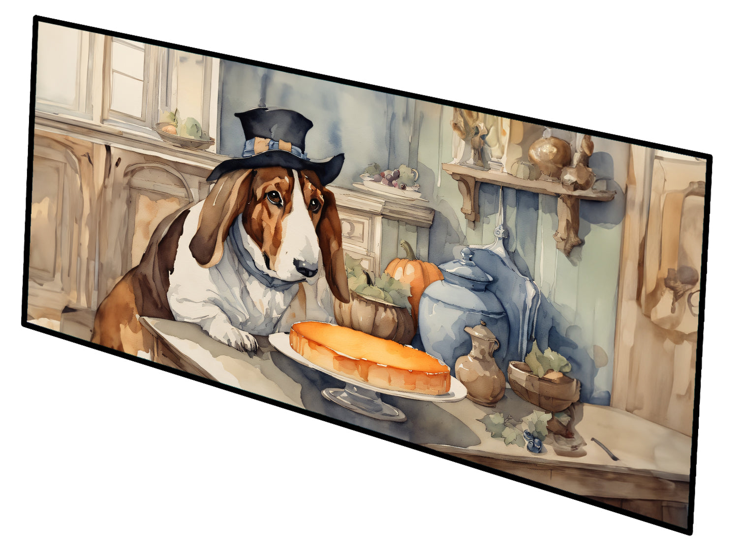 Basset Hound Fall Kitchen Pumpkins Runner Mat 28x58 Front Door Mat Indoor Outdoor Rugs for Entryway Hallway Foyer Non Slip Washable Wide Doormat