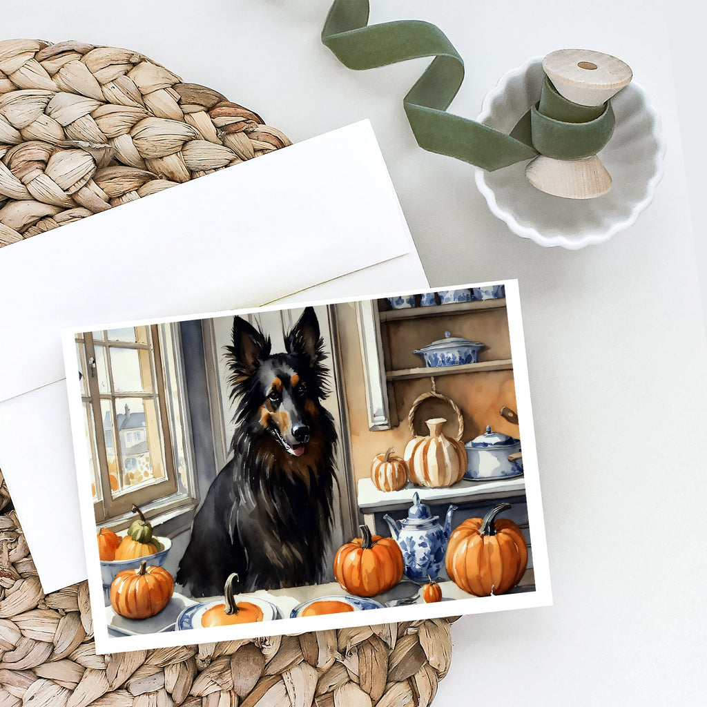 Belgian Sheepdog Fall Kitchen Pumpkins Greeting Cards Pack of 8 Blank Cards with Envelopes Whimsical A7 Size 5x7
