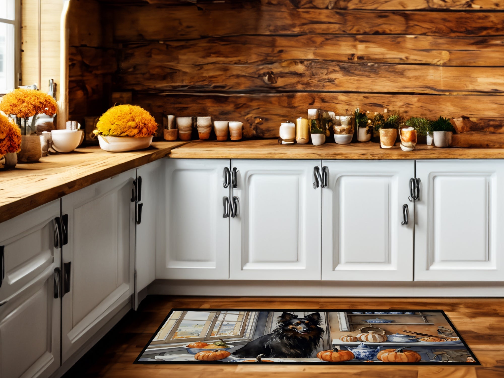 Belgian Sheepdog Fall Kitchen Pumpkins Runner Mat 28x58 Front Door Mat Indoor Outdoor Rugs for Entryway Hallway Foyer Non Slip Washable Wide Doormat