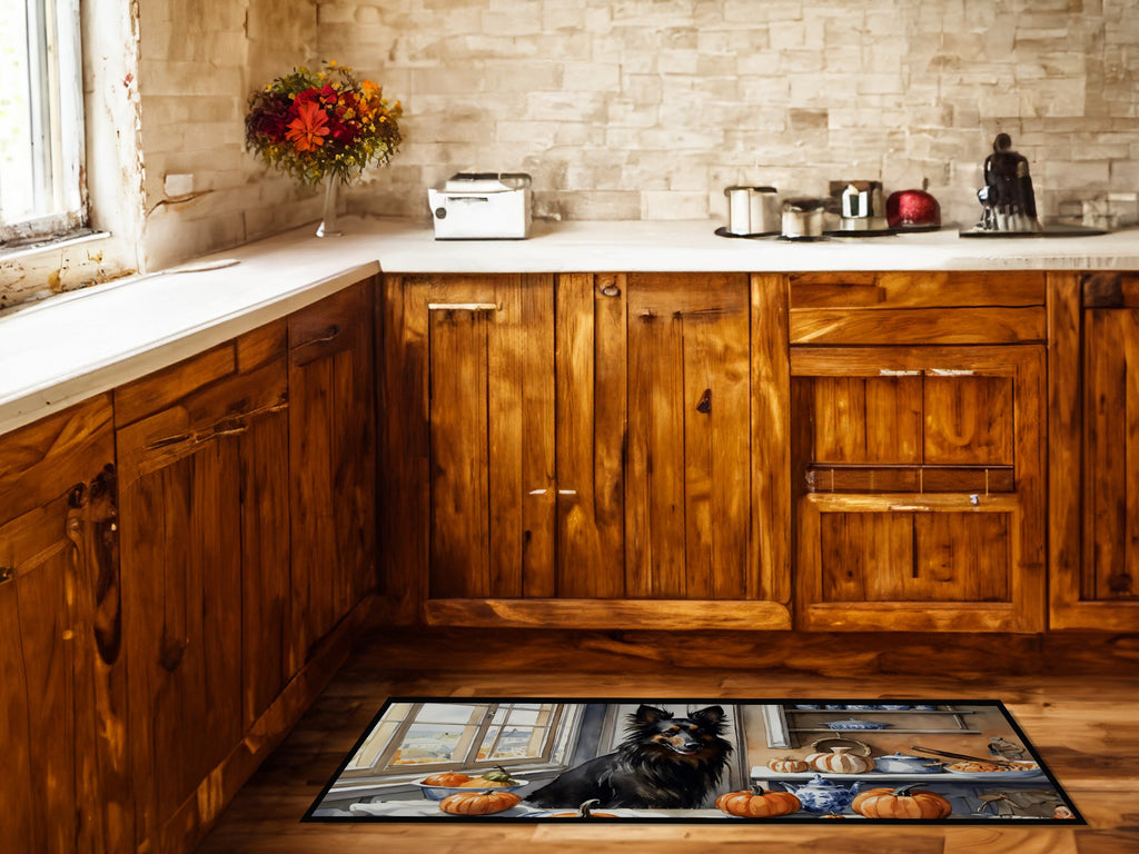 Belgian Sheepdog Fall Kitchen Pumpkins Runner Mat 28x58 Front Door Mat Indoor Outdoor Rugs for Entryway Hallway Foyer Non Slip Washable Wide Doormat