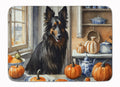 Belgian Sheepdog Fall Kitchen Pumpkins Memory Foam Kitchen Mat Machine Washable Anti-Fatigue Cushion Comfort Bath or Kitchen Rug