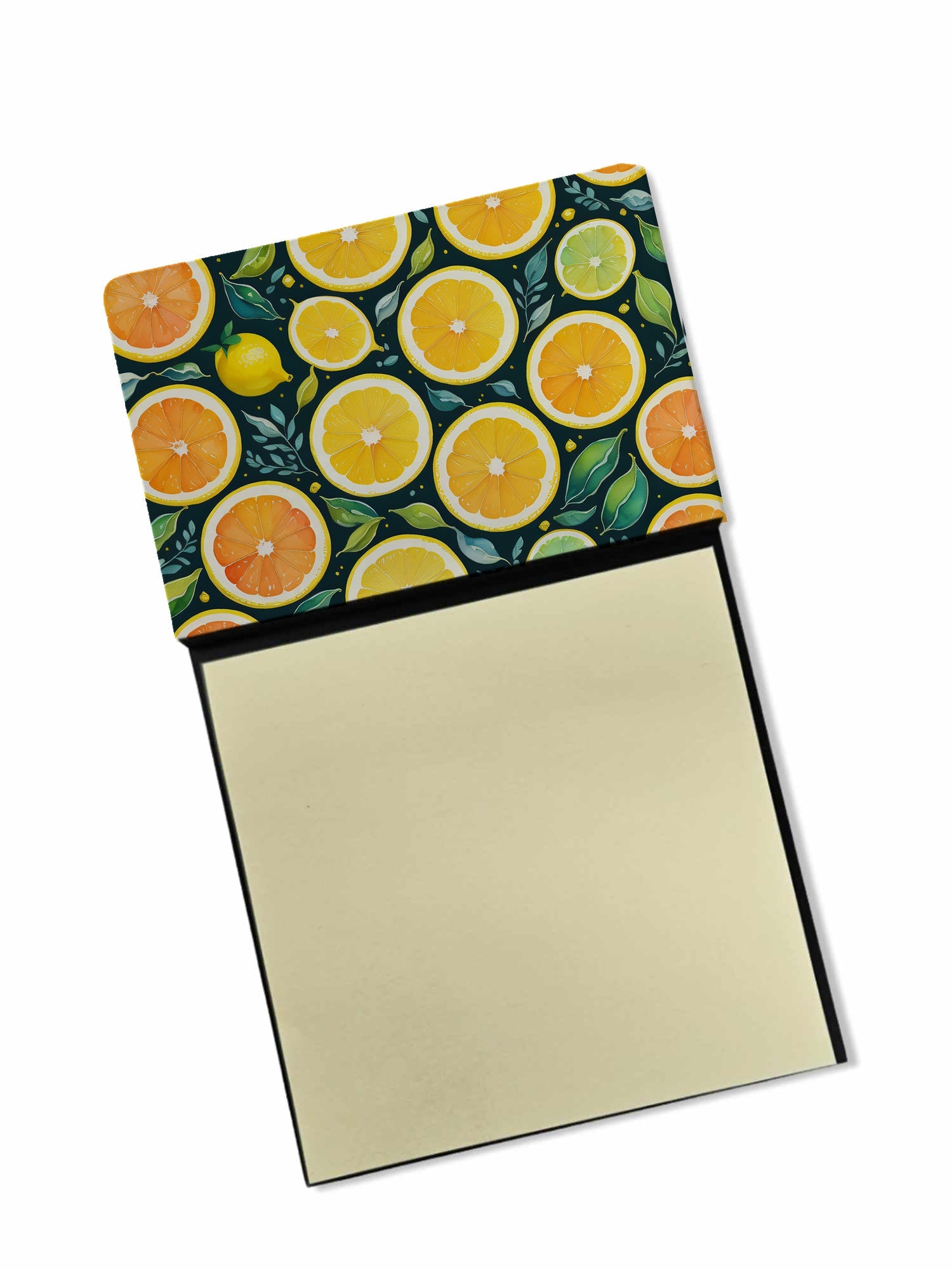 Colorful Lemons Watercolor Sticky Note Holder Refillable Dispenser Desk Accessory 3x3 Pad Gift
