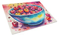 Colorful Cherries Cutting Board Tempered Glass Kitchen Cutting Surface, Heat Resistant Chopping, Non-Slip Feet, Food Prep & Serving
