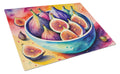 Colorful Figs Cutting Board Tempered Glass Kitchen Cutting Surface, Heat Resistant Chopping, Non-Slip Feet, Food Prep & Serving