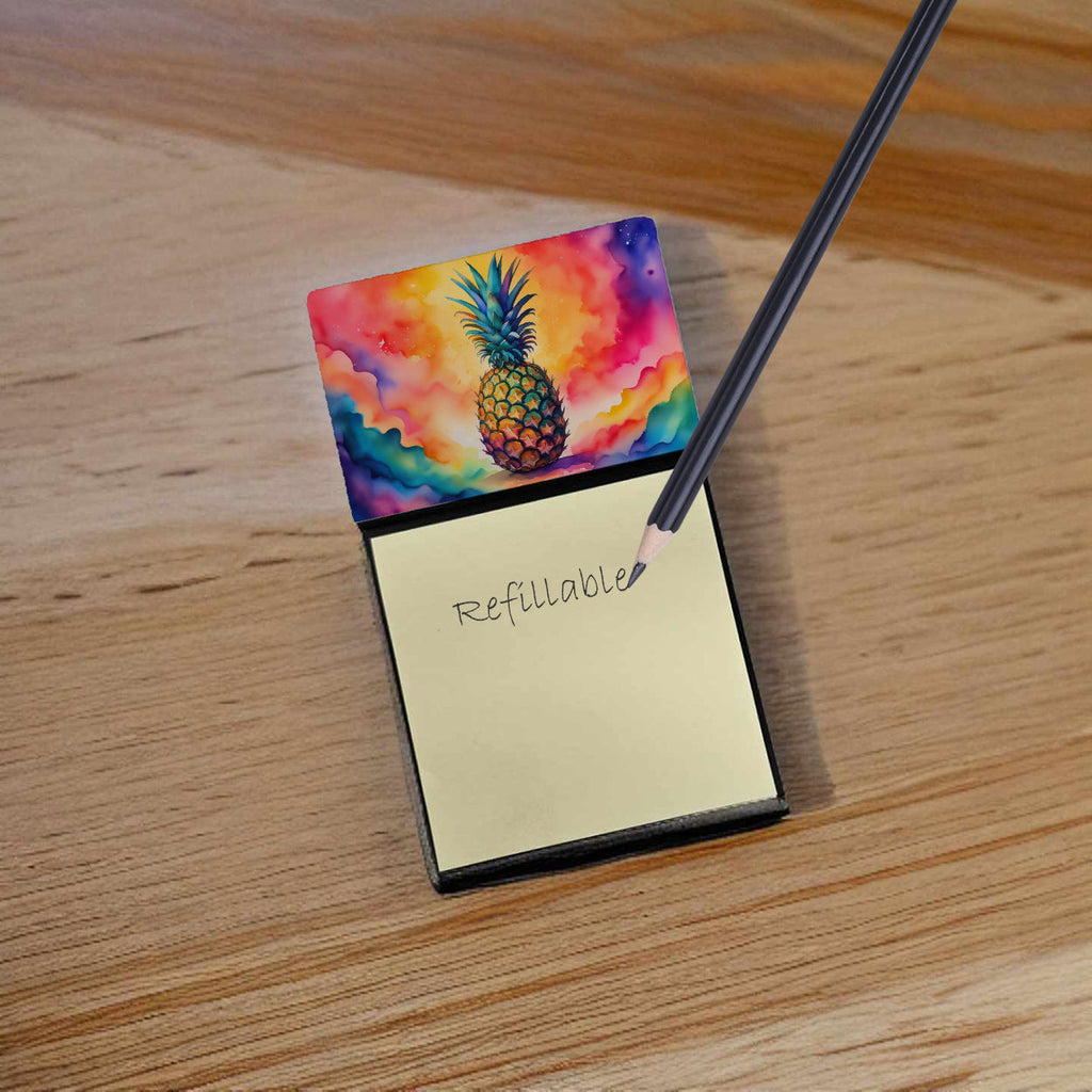 Colorful Pineapple Watercolor Sticky Note Holder Refillable Dispenser Desk Accessory 3x3 Pad Gift
