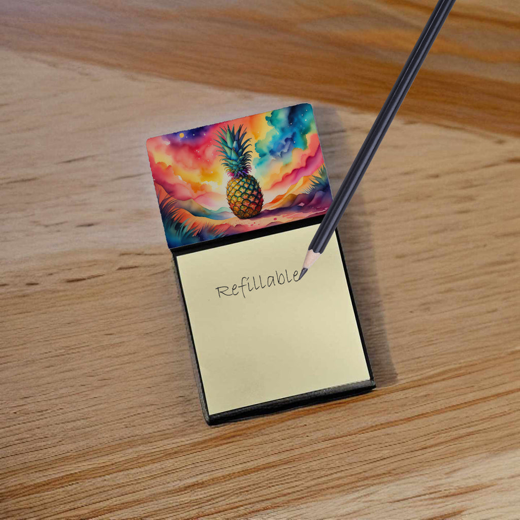 Colorful Pineapple Watercolor Sticky Note Holder Refillable Dispenser Desk Accessory 3x3 Pad Gift