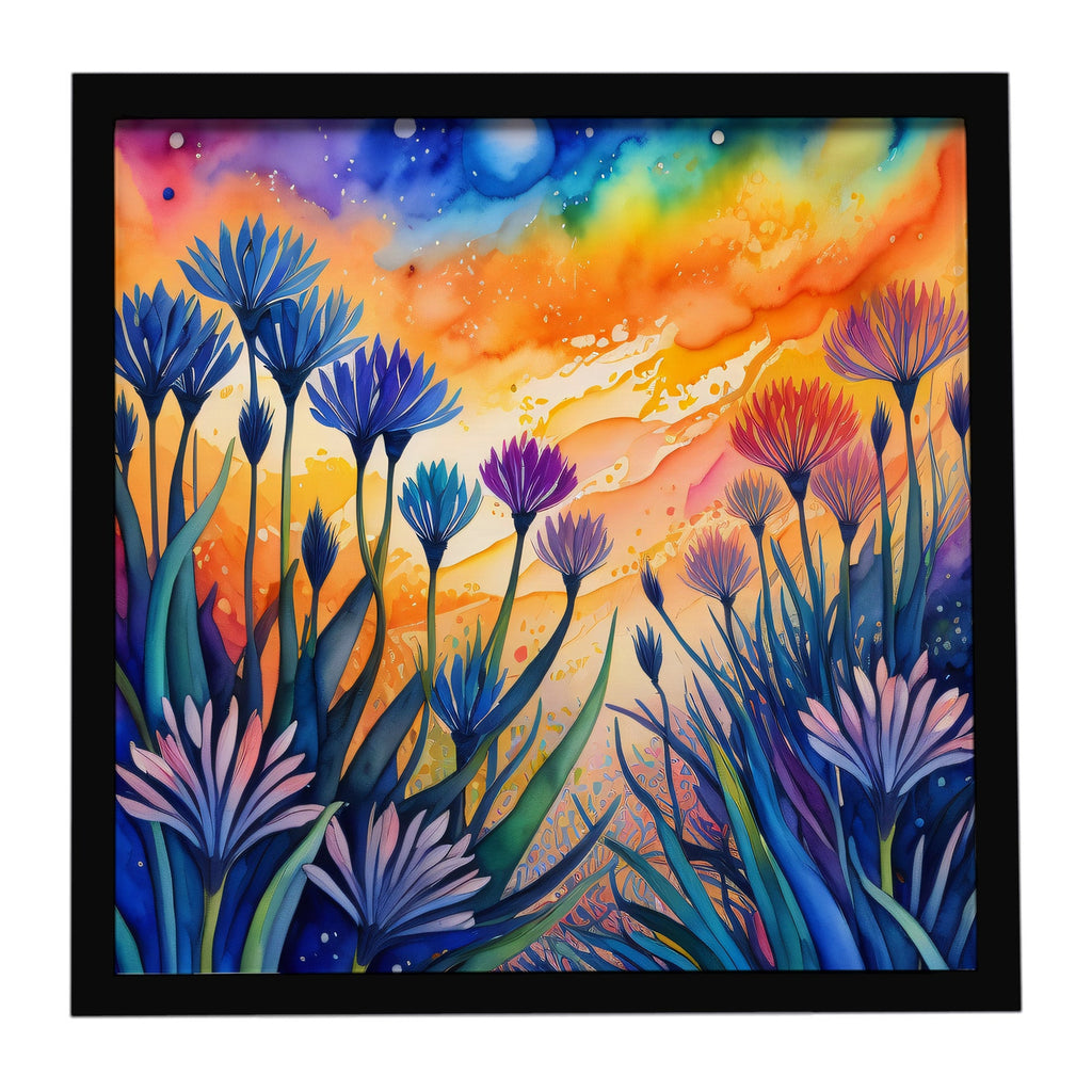Colorful Agapanthus Framed Metal Print Bathroom, Kitchen, Office, Home Decor Wall Art Ready to Hang, Square, 8X8
