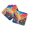 Colorful Alstroemerias Foam Coasters Set of 4 Cup Coasters for Indoor Outdoor, Tabletop Protection, Anti Slip, Mouse pad Material