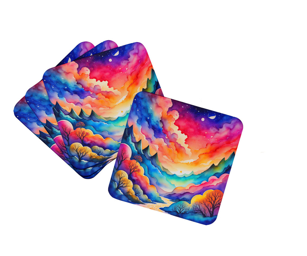 Colorful Amaranths Foam Coasters Set of 4 Cup Coasters for Indoor Outdoor, Tabletop Protection, Anti Slip, Mouse pad Material