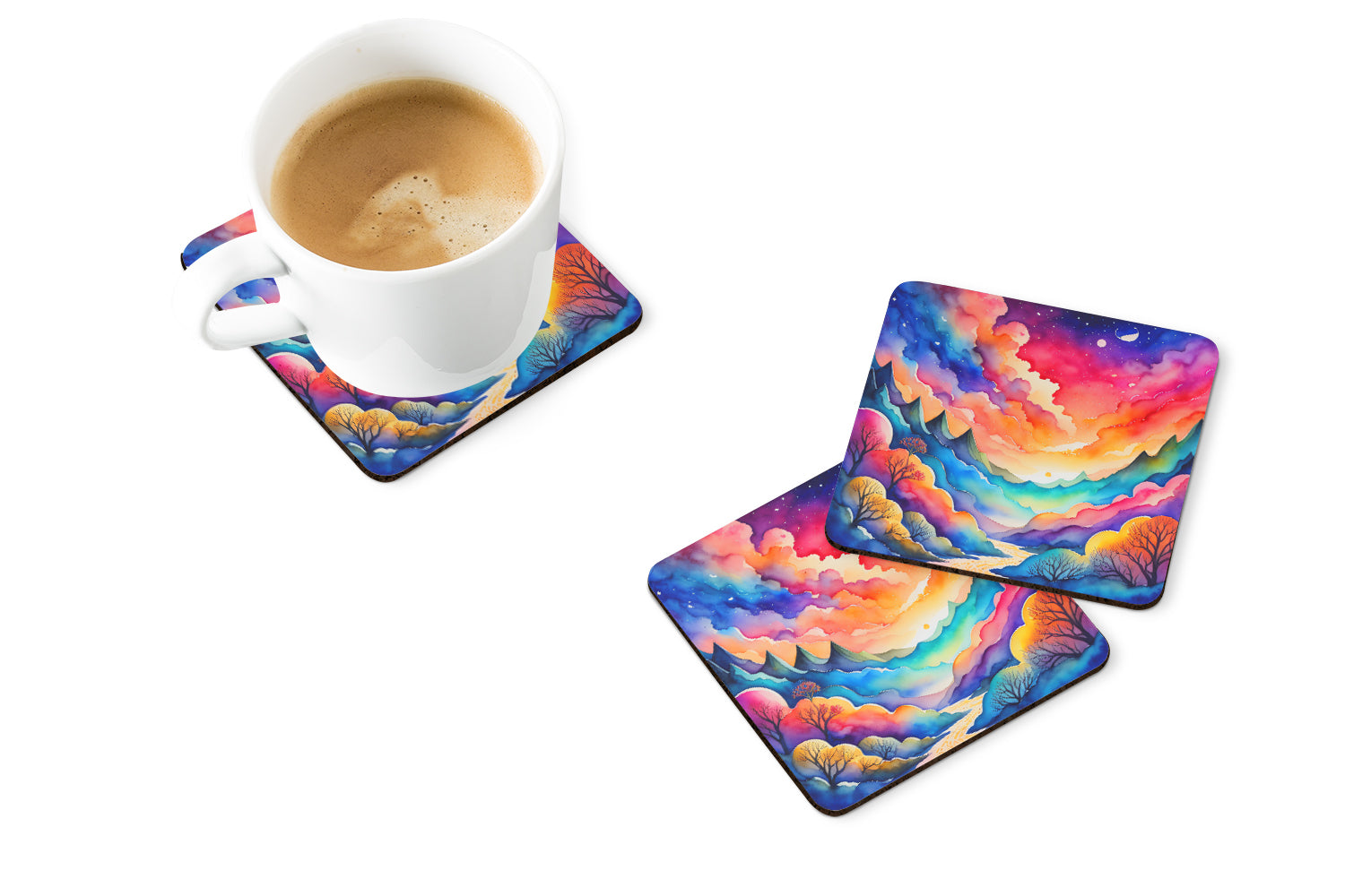 Colorful Amaranths Foam Coasters Set of 4 Cup Coasters for Indoor Outdoor, Tabletop Protection, Anti Slip, Mouse pad Material