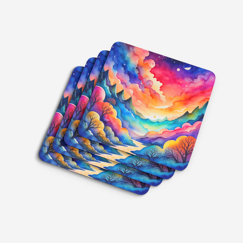 Colorful Amaranths Foam Coasters Set of 4 Cup Coasters for Indoor Outdoor, Tabletop Protection, Anti Slip, Mouse pad Material