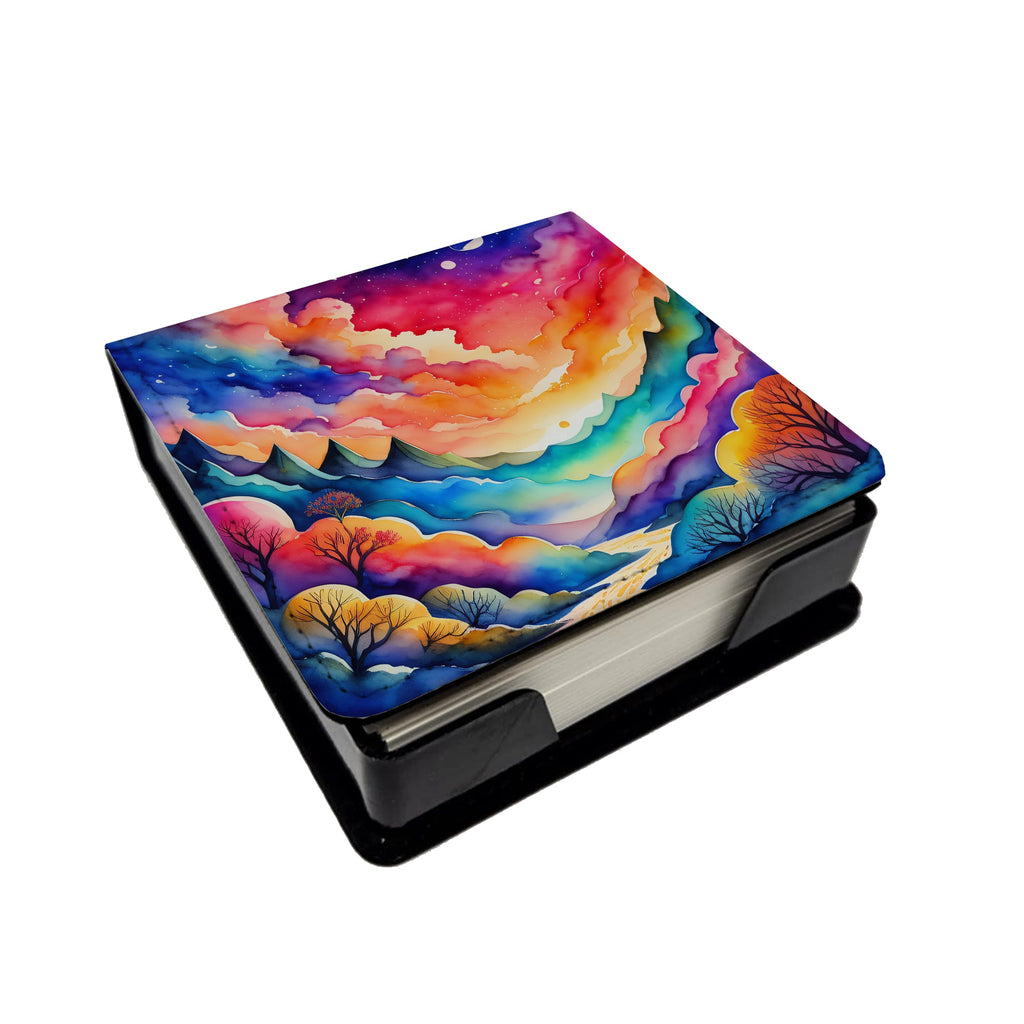 Colorful Amaranths PU Leather Note Paper Holder with Artist-Designed Cover, Desk Accessory, Office Gift