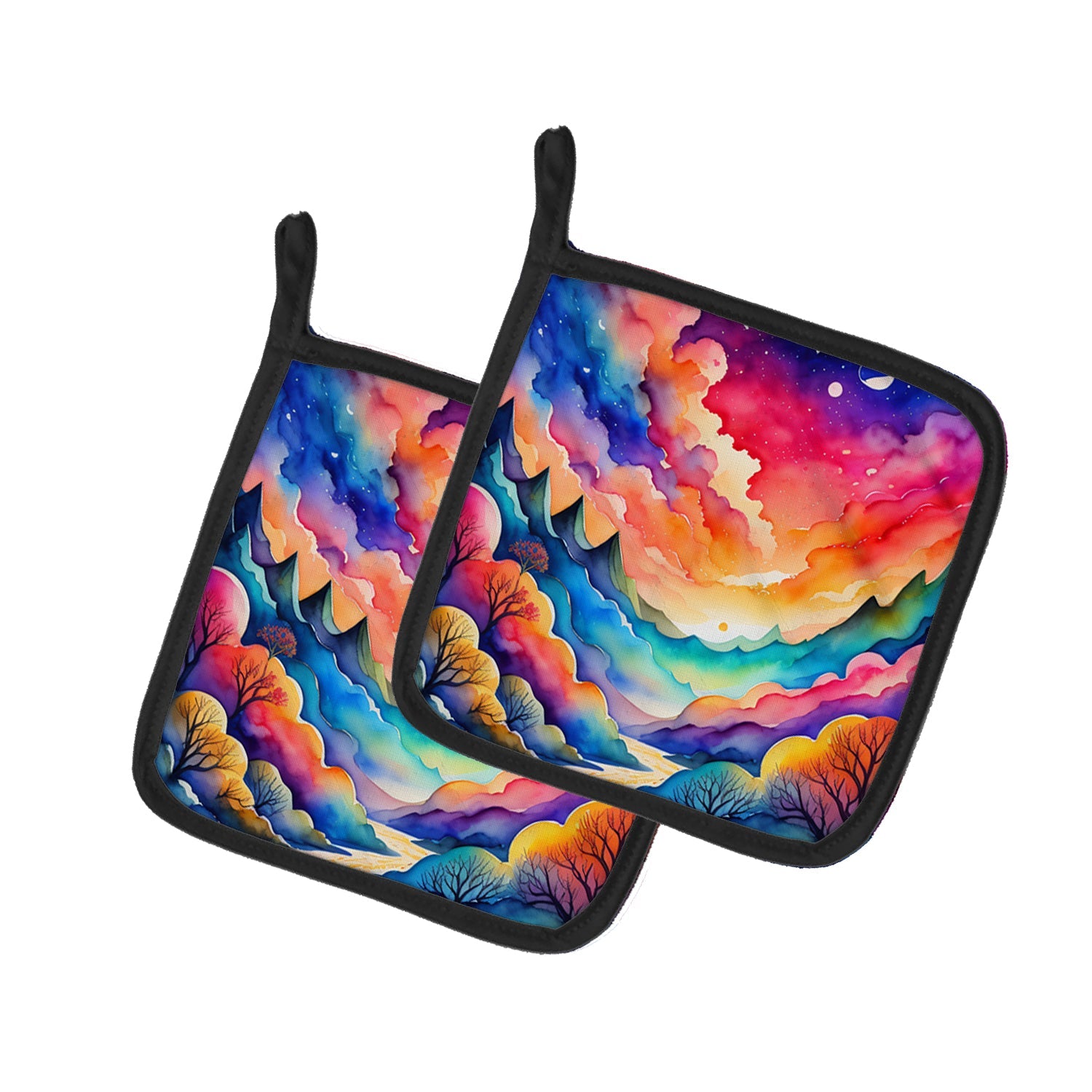 Colorful Amaranths Pot Holder Set of 2 Heat Resistant Quilted Hot Pads 7.5 x 7.5 Inch, Insulated Kitchen Trivets for Cooking & Baking