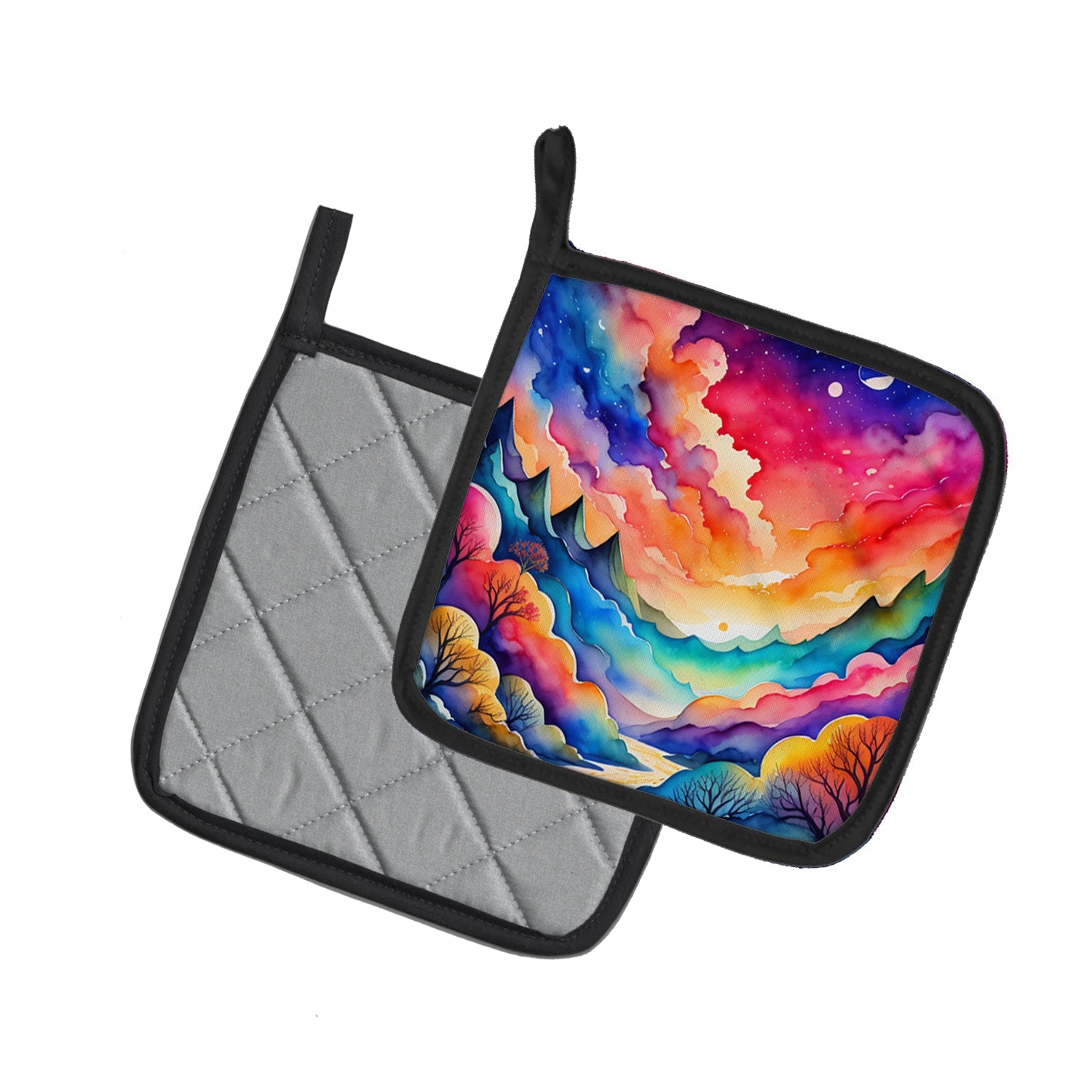 Colorful Amaranths Pot Holder Set of 2 Heat Resistant Quilted Hot Pads 7.5 x 7.5 Inch, Insulated Kitchen Trivets for Cooking & Baking