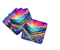 Colorful Annual Larkspur Foam Coasters Set of 4 Cup Coasters for Indoor Outdoor, Tabletop Protection, Anti Slip, Mouse pad Material