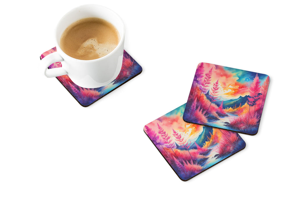 Colorful Astilbe Foam Coasters Set of 4 Cup Coasters for Indoor Outdoor, Tabletop Protection, Anti Slip, Mouse pad Material