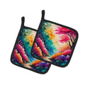 Colorful Azaleas Pot Holder Set of 2 Heat Resistant Quilted Hot Pads 7.5 x 7.5 Inch, Insulated Kitchen Trivets for Cooking & Baking