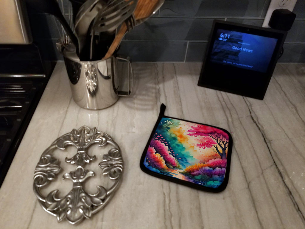 Colorful Azaleas Pot Holder Set of 2 Heat Resistant Quilted Hot Pads 7.5 x 7.5 Inch, Insulated Kitchen Trivets for Cooking & Baking