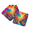 Colorful Begonias Foam Coasters Set of 4 Cup Coasters for Indoor Outdoor, Tabletop Protection, Anti Slip, Mouse pad Material