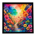 Colorful Begonias Framed Metal Print Bathroom, Kitchen, Office, Home Decor Wall Art Ready to Hang, Square, 8X8