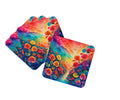 Colorful Begonias Foam Coasters Set of 4 Cup Coasters for Indoor Outdoor, Tabletop Protection, Anti Slip, Mouse pad Material