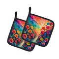 Colorful Begonias Pot Holder Set of 2 Heat Resistant Quilted Hot Pads 7.5 x 7.5 Inch, Insulated Kitchen Trivets for Cooking & Baking