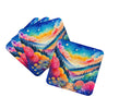Colorful Brunia Foam Coasters Set of 4 Cup Coasters for Indoor Outdoor, Tabletop Protection, Anti Slip, Mouse pad Material