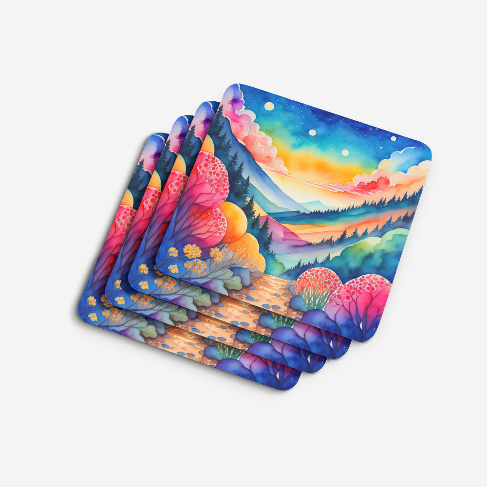 Colorful Brunia Foam Coasters Set of 4 Cup Coasters for Indoor Outdoor, Tabletop Protection, Anti Slip, Mouse pad Material